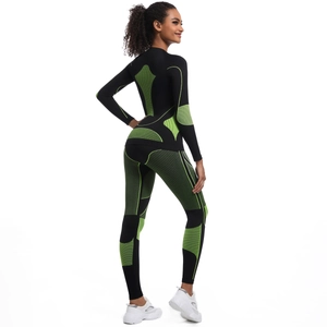 Ensemble de yoga compressif sans couture pour femme avec empiècements vert fluo