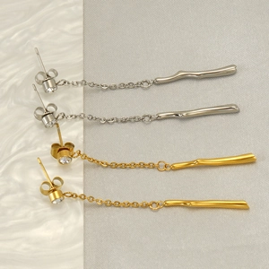 Boucles d'oreilles élégantes en acier inoxydable doré et argenté avec zircon brillant
