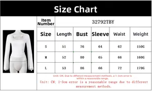 Detailed size chart for slim fit lace splicing top with measurements for S, M, and L sizes