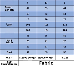 Detailed size chart for hollow polo top and pants set showing dimensions in centimeters