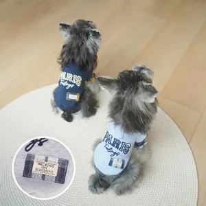 Paris Feelings knit dog hoodies in navy and grey for small pets like Schnauzers