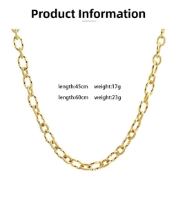 Detail view of gold twist link chain necklace with 45cm and 60cm length specifications