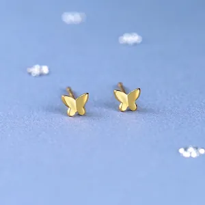 Butterfly Stud Earrings 925 Sterling Silver Polished Minimalist Tiny Sweet Style Fashion Gift For Women Girls