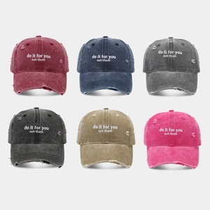 Vintage Distressed Washed Cotton Baseball Cap Embroidered Letter Streetwear Sunshade Adjustable Strapback Hat For Men Women