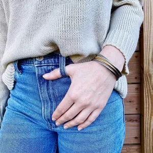 Set of 3 titanium wire twist magnetic therapy bracelets for men in silver gold and black