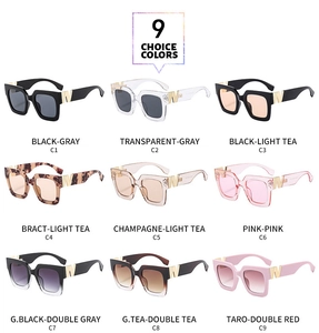 Detailed grid view showcasing 9 color options for square retro driving sunglasses