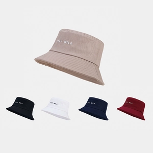 Chapeau Bob En Coton Broderie Stay Wild Protection Solaire Large Bord Extérieur Décontracté Pour Hommes Femmes