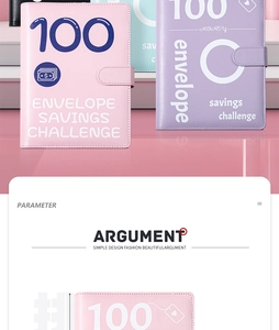 Pink and purple PU leather 100 envelope savings challenge binders for cash budgeting