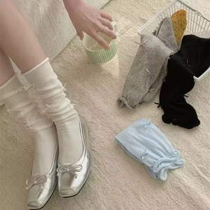 Calze al polpaccio stile balletto con fiocchi e ballerine argento in vari colori