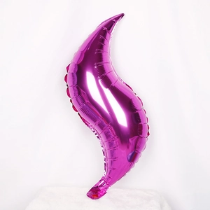 Detail of purple S-shaped flame aluminum foil balloon with metallic glossy finish