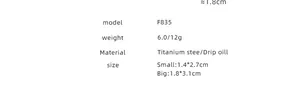 Detailed size guide and material specs for titanium steel drip oil gold earrings