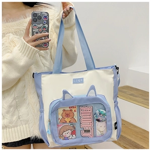 College style cute itabag tote bag large capacity canvas handbag for daily school commuting