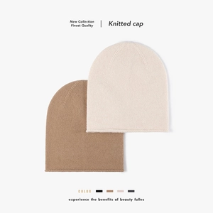 Women Winter Warm Merino Wool Knitted Beanie Hat Outdoor Casual Minimalist Solid Color Thermal Skull Cap Fashion Knitted Hat