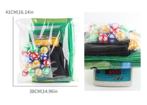 Dimensiones del set de golf infantil 41x38cm y peso de 659,8g en el paquete