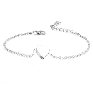 Silver bead chain anklet with heart pendant and lobster clasp for beach wear