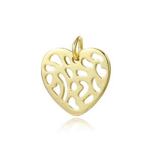 Hollow geometric heart pendant in 18k gold plating for DIY jewelry making accessories