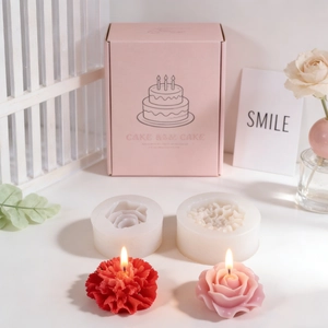 DIY silicone molds for handmade rose and carnation candles with textured floral details