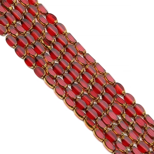 Perle ovale rouge facettée avec bordure dorée pour la création de bijoux DIY