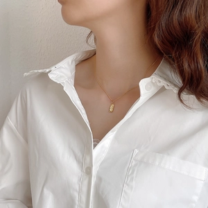 Minimalist 925 sterling silver gold-plated irregular oval pendant necklace for women