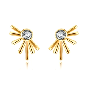 Radiant Sunburst Stud Earrings With 925 Sterling Silver Earring Post Copper Zircon Geometric Jewelry For Women