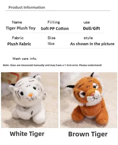 Detail showing plush white tiger slap bracelet dimensions and soft material texture