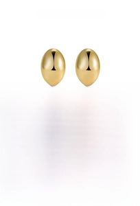 Detail view of 18k gold plated S925 sterling silver oval stud earrings with dimensions