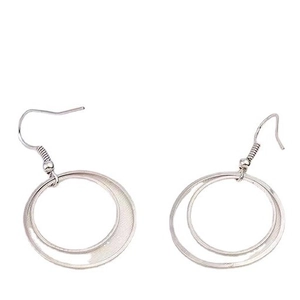 Minimalist silver double layer hoop earrings with hook design for a modern metallic look