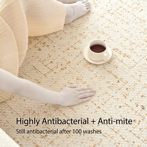 Waterproof cream-colored carpet with woven texture for modern living room and bedroom
