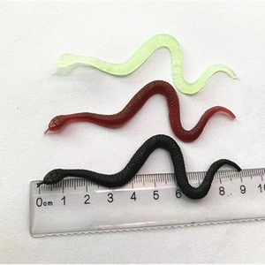 Realistic soft rubber snake toy set in green, brown, and black colors for parties