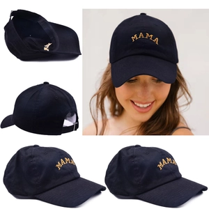 MAMA Letter Embroidery Washed Cotton Baseball Cap Distressed Adjustable Sun Protection Outdoor Sport Casual Mom Dad Hat