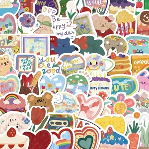 Autocollants Aquarelle Dessin Animé PVC Mat Imperméable DIY Scrapbooking Journal Décoratif Illustration Mignonne Pour Coque Téléphone