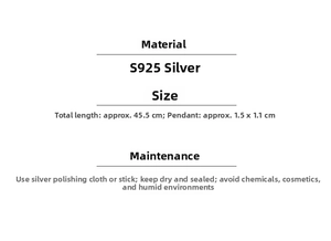 Specifications of S925 sterling silver oval necklace with pendant size and chain length