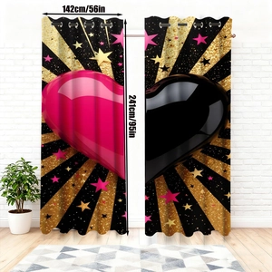 Detail of velvet blackout curtains with 3D heart design and metal eyelets 142x241 cm