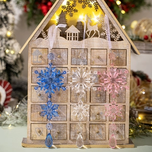 Acrylic Christmas snowflake pendants with colorful water drop ornaments for home decor