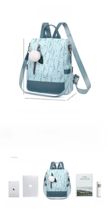 Tableau des tailles pour sac à dos fleuri montrant les dimensions et la capacité de stockage