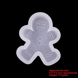 Translucent gingerbread man silicone mold for cake and candle making with 8.5x7x3.5cm dimension