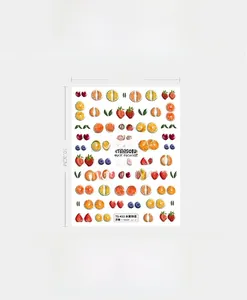 Stickers à ongles 5D en relief motifs fruits TS433 avec fraises et tranches d'orange