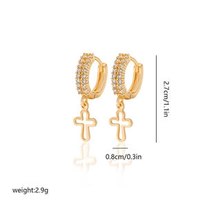 Vergoldete Kreuz-Ohrringe mit Zirkonia-Besatz und Maßen von 2,7 cm Höhe für Damen