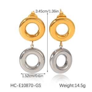 Dimensions détaillées des créoles bicolores or et argent avec spécifications de poids