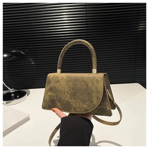 Women Elegant PU Leather Handbag Frosted Suede Texture Asymmetric Flap Crossbody Bag Modern Fashion Single Handle
