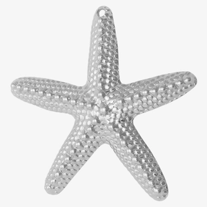 Minimalist silver starfish pendant in 304 stainless steel with textured ocean charm details