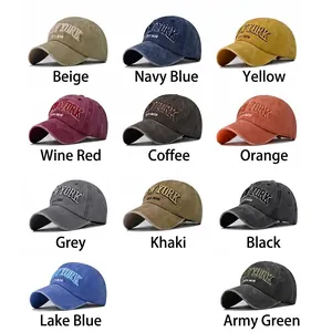 Vintage washed New York baseball cap available in eleven assorted retro colors