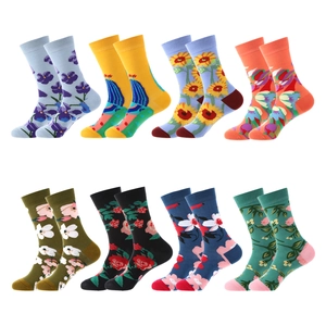 Calze In Cotone A Fiori Retro Traspiranti Motivo Botanico Media Altezza Per Donna Uomo Casual Stile Ins