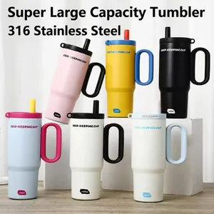 316 stainless steel insulated tumblers with handles and straws in multiple colors