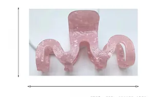 Pink wavy acetate hair claw clip measuring 8.8cm in length for elegant hairstyles