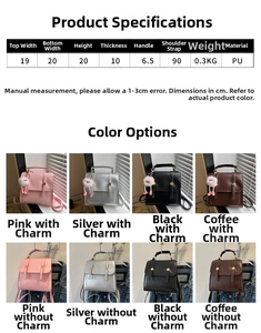 Tableau des tailles pour sac à dos en similicuir 20cm avec options rose et argentée