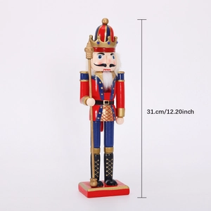 31cm classic wooden nutcracker king figurine with gold scepter for Christmas home decor