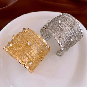 Exaggerated multi-layer rhinestone wrap cuff bracelet in gold and silver finish