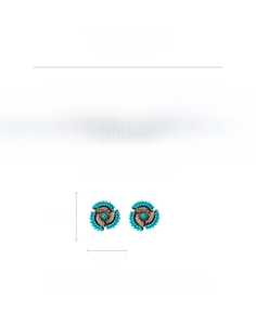 Detailed view of turquoise acrylic flower earrings with rhinestones and alloy texture