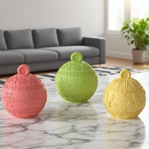 Embossed Christmas snowflake storage box resin molds in pink, green and yellow colors